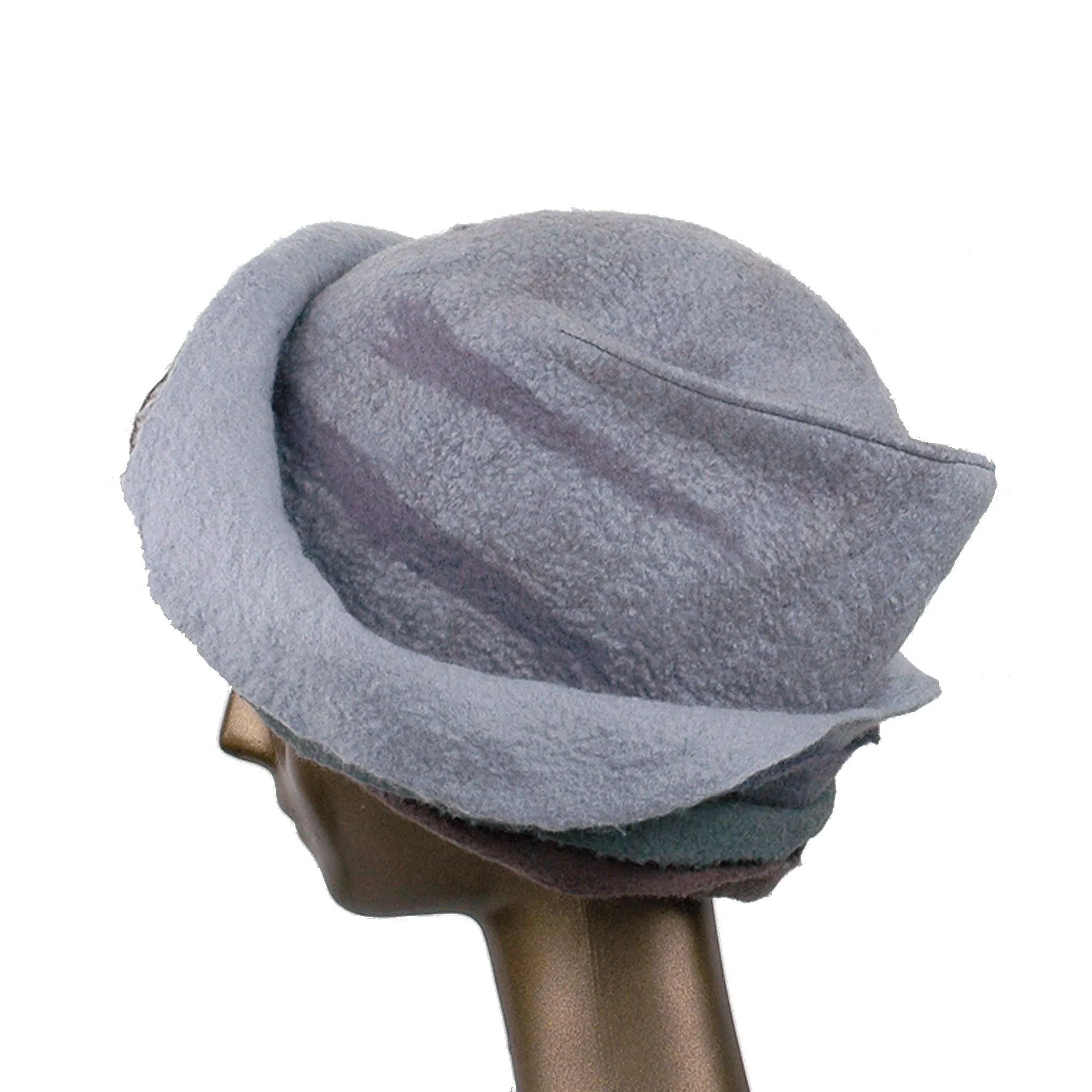 ~ Adopted ~ Gray Felted Cloche with Seashell Layered Brim