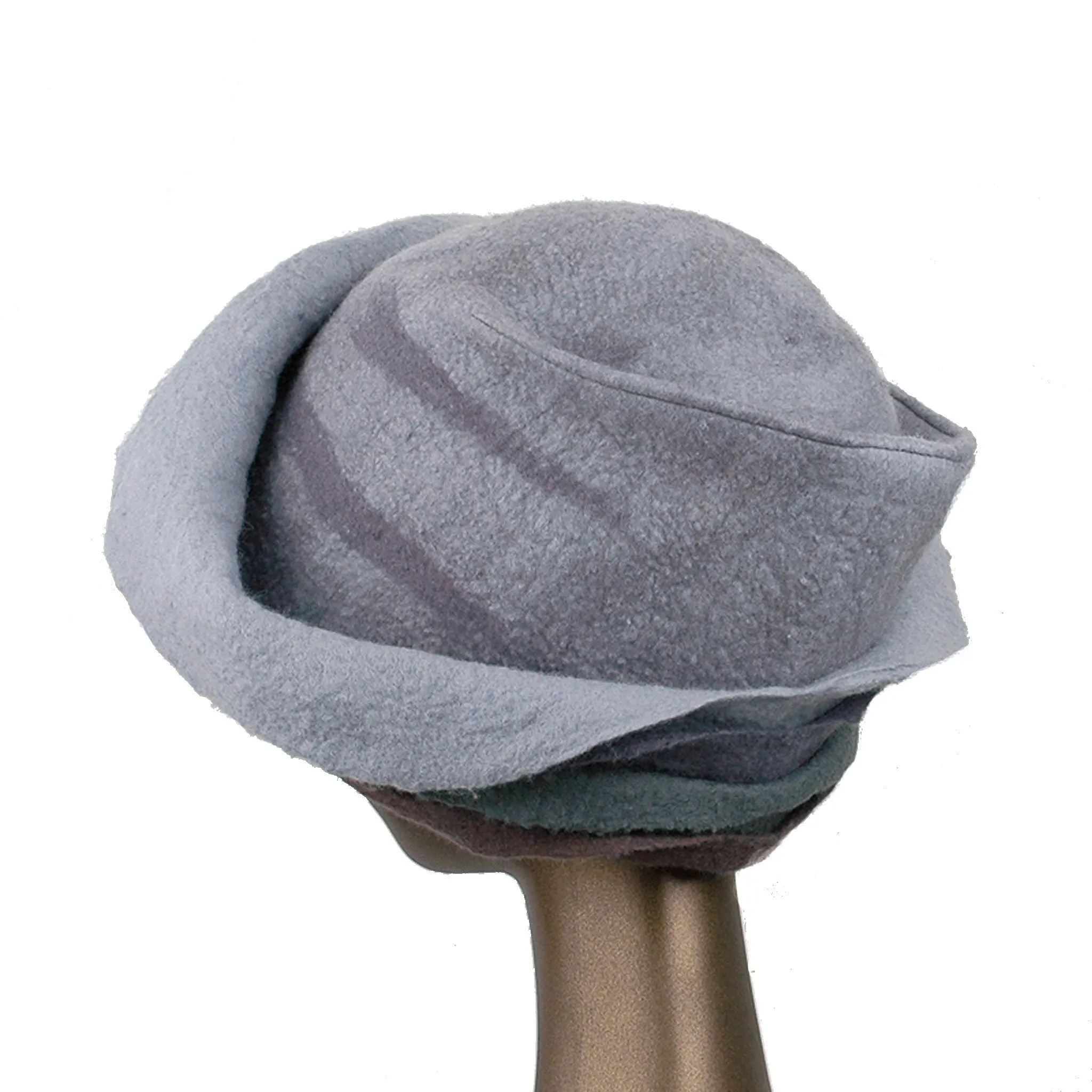 ~ Adopted ~ Gray Felted Cloche with Seashell Layered Brim