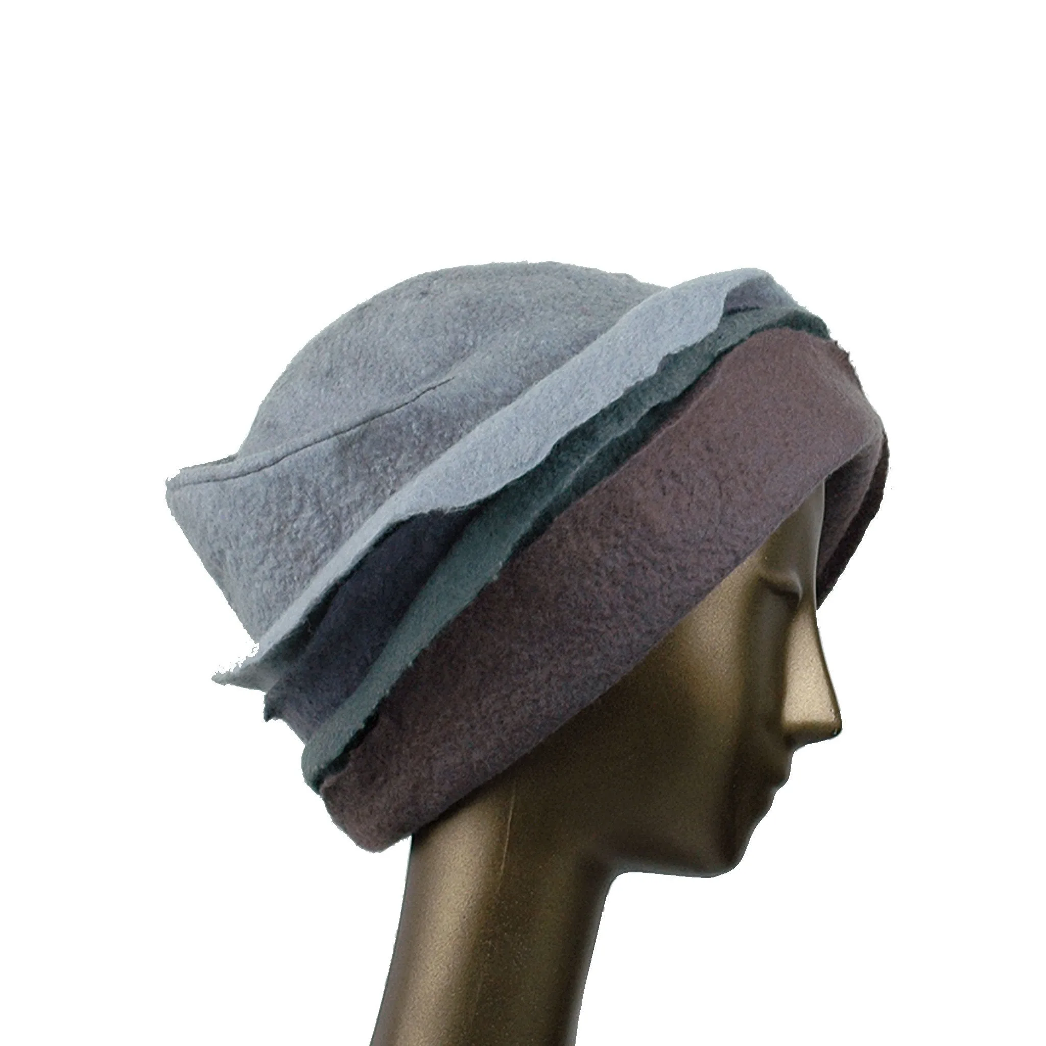 ~ Adopted ~ Gray Felted Cloche with Seashell Layered Brim