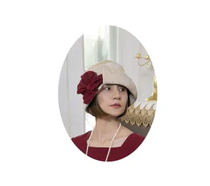 1920s high tea hat with maroon red details