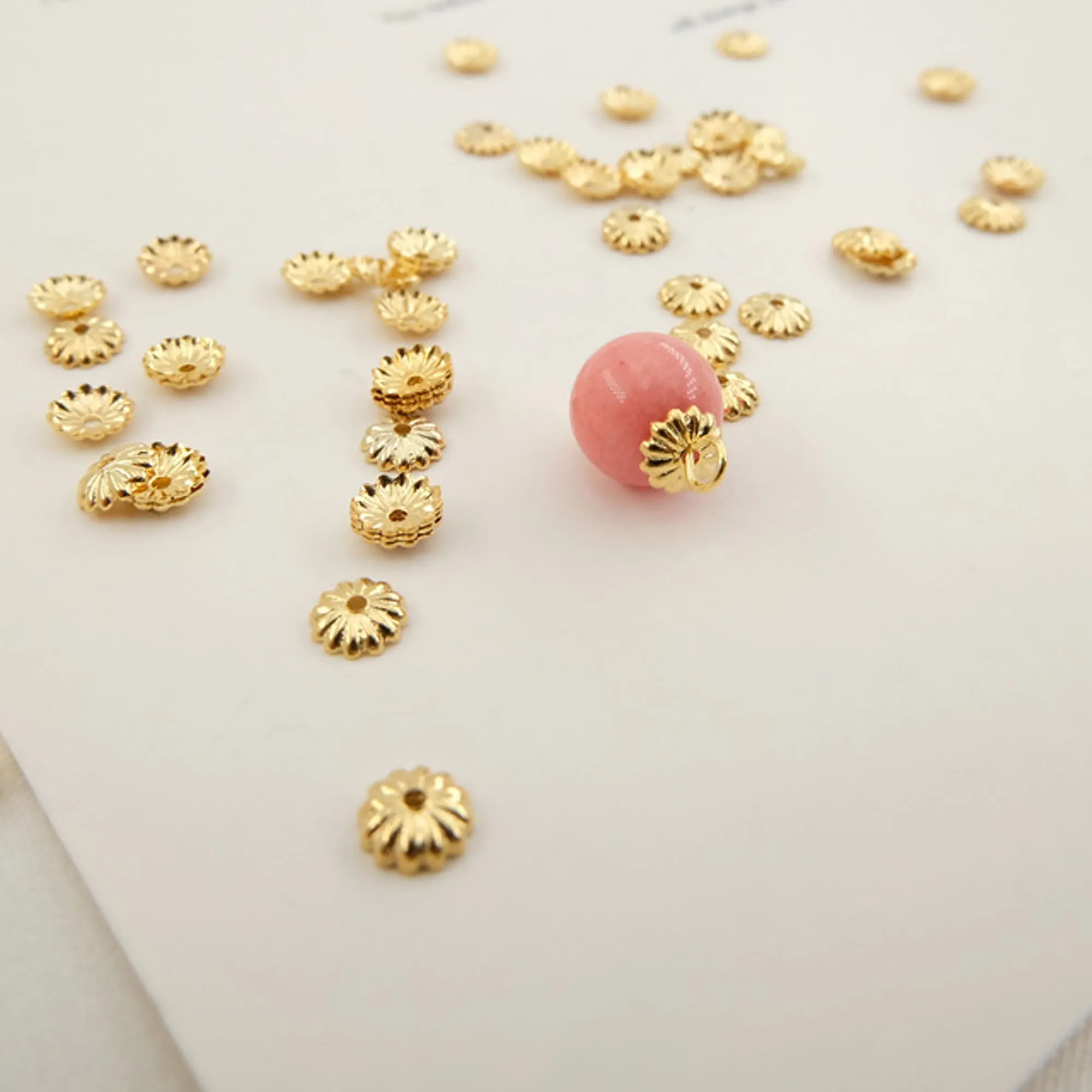 200PCS 14k Gold Filled Bead Caps, 5mm Flower Bead Caps, Can work 5-9mm beads, Bead Cap with 0.57mm hole 10419950