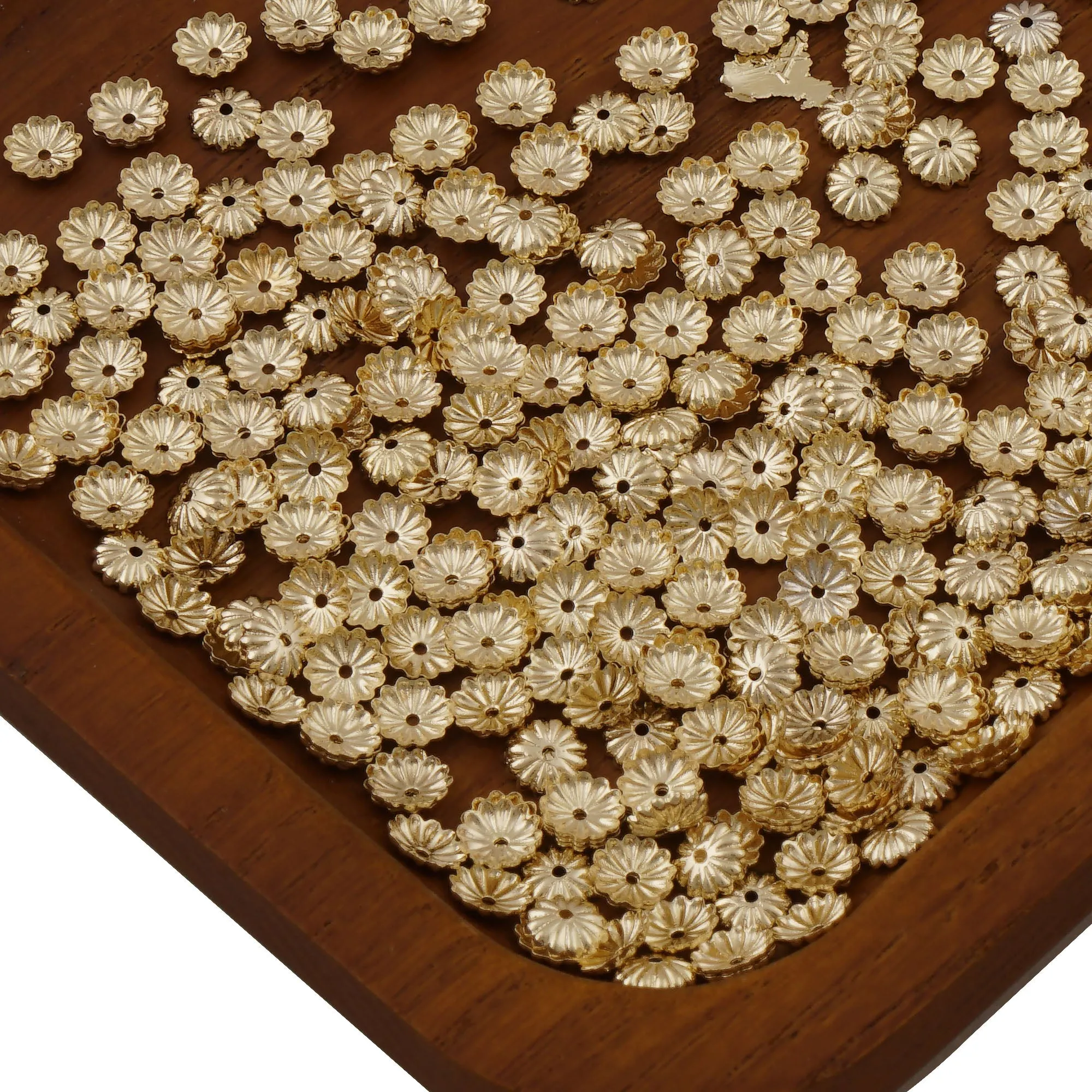 200PCS 14k Gold Filled Bead Caps, 5mm Flower Bead Caps, Can work 5-9mm beads, Bead Cap with 0.57mm hole 10419950