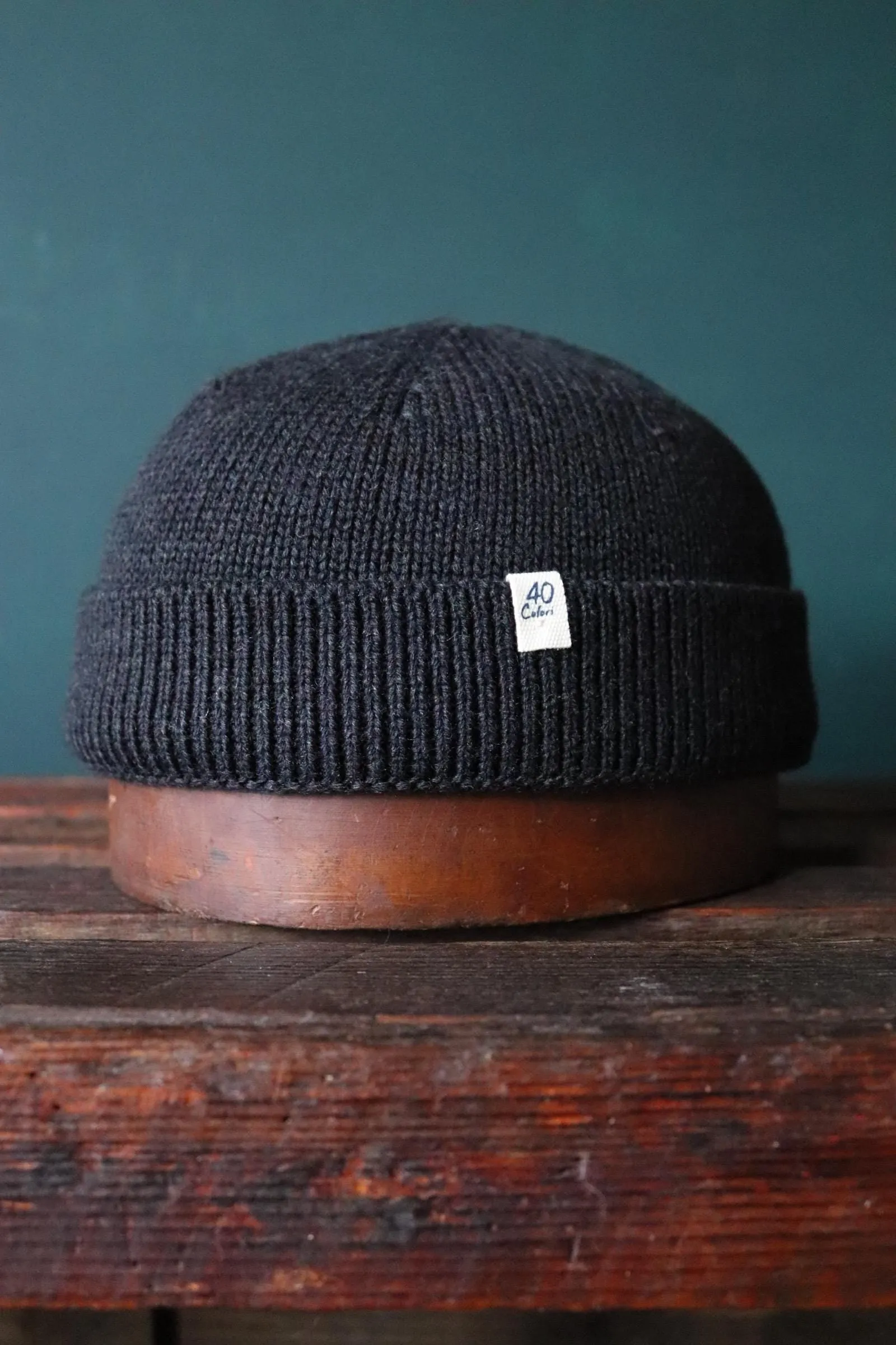 40 Colori 100% merino wool fisherman’s beanie hat watch cap charcoal grey made in Italy
