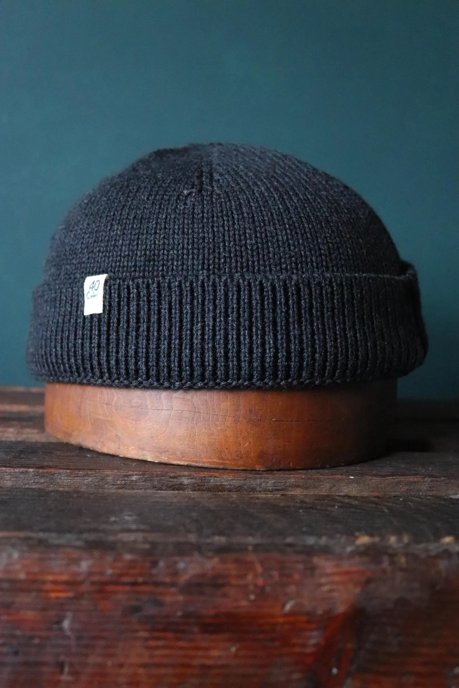 40 Colori 100% merino wool fisherman’s beanie hat watch cap charcoal grey made in Italy