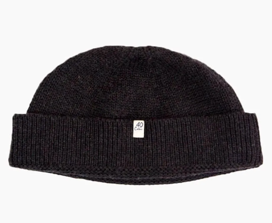 40 Colori 100% merino wool fisherman’s beanie hat watch cap charcoal grey made in Italy