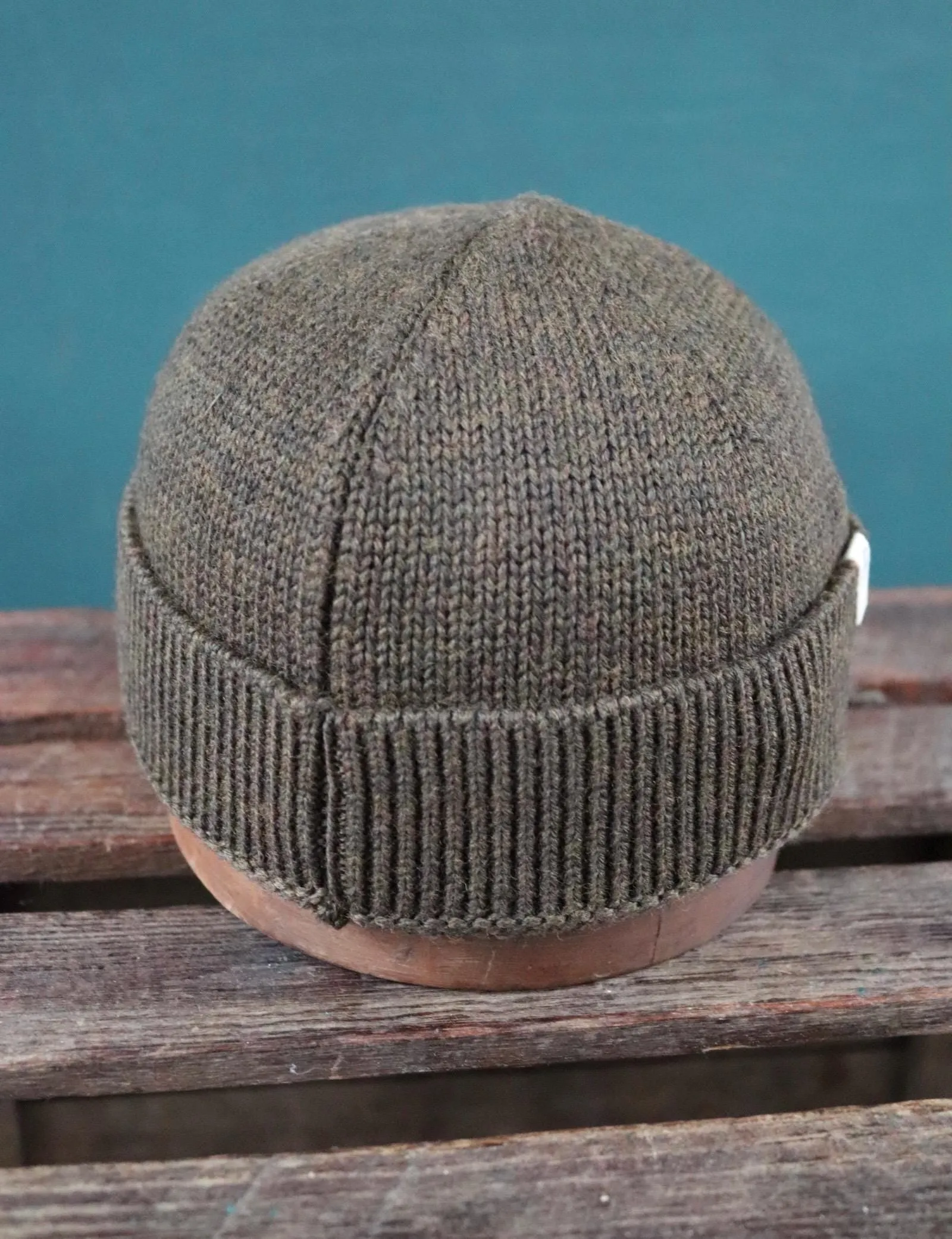 40 Colori 100% merino wool fisherman’s beanie hat watch cap dark army green made in Italy