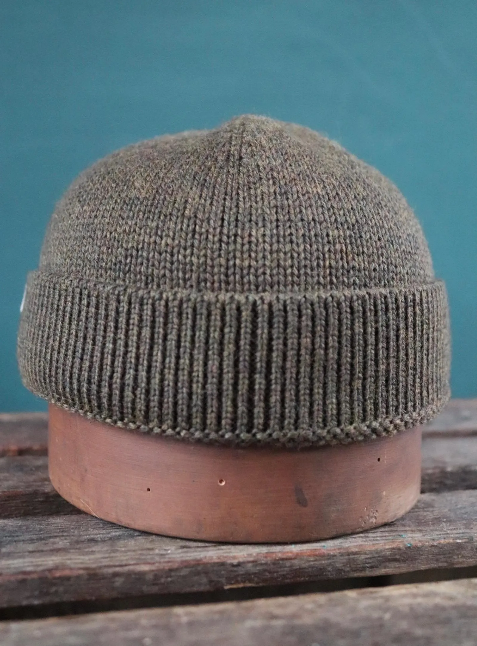 40 Colori 100% merino wool fisherman’s beanie hat watch cap dark army green made in Italy