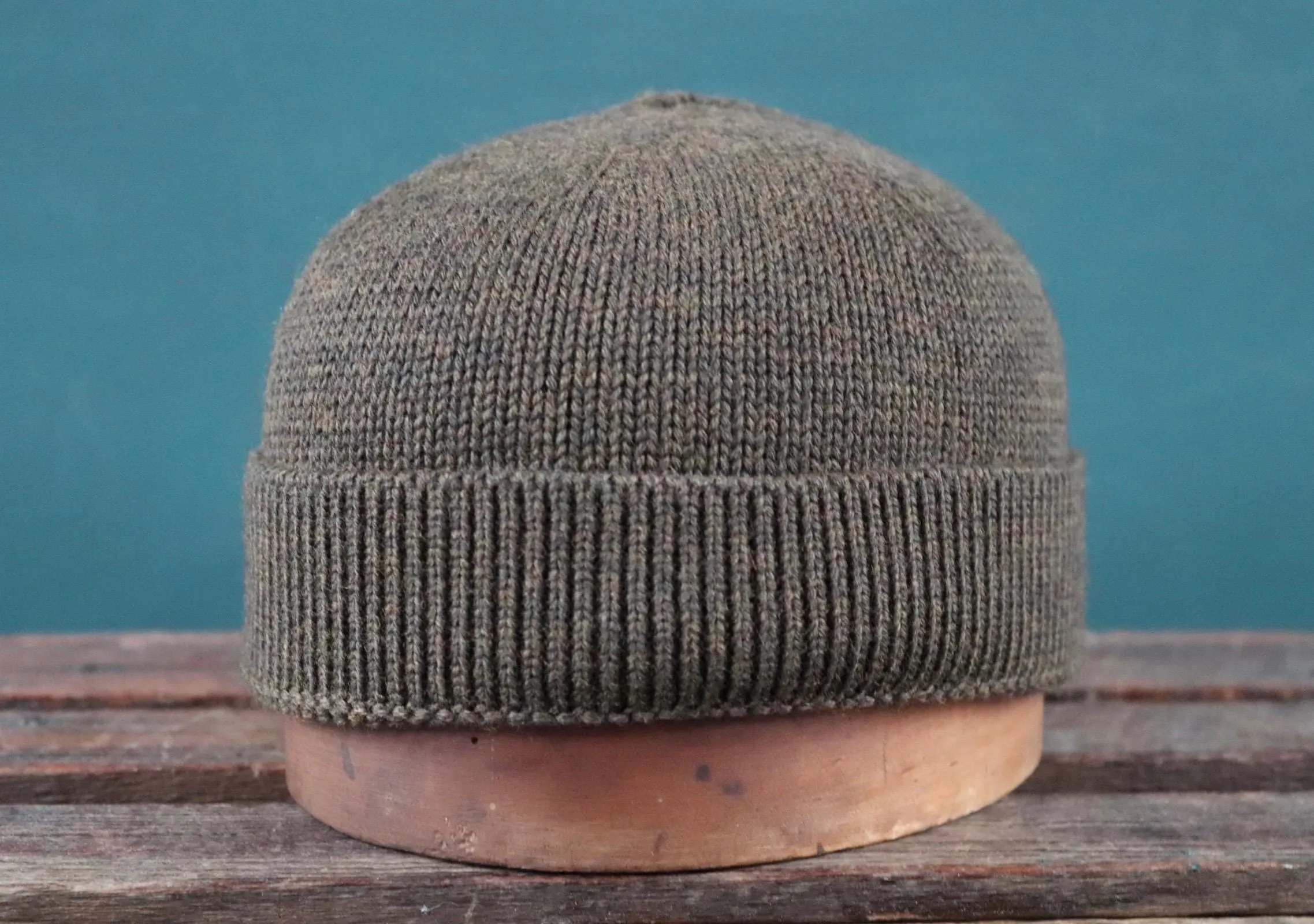 40 Colori 100% merino wool fisherman’s beanie hat watch cap dark army green made in Italy