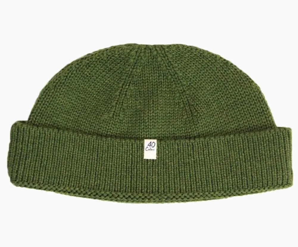 40 Colori 100% merino wool fisherman’s beanie hat watch cap olive green made in Italy