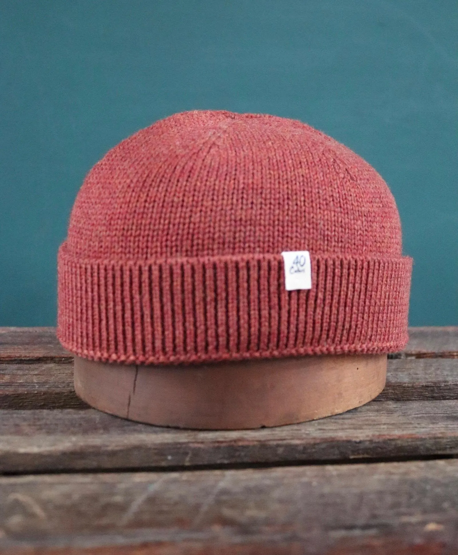 40 Colori 100% merino wool fisherman’s beanie hat watch cap rust brown made in Italy