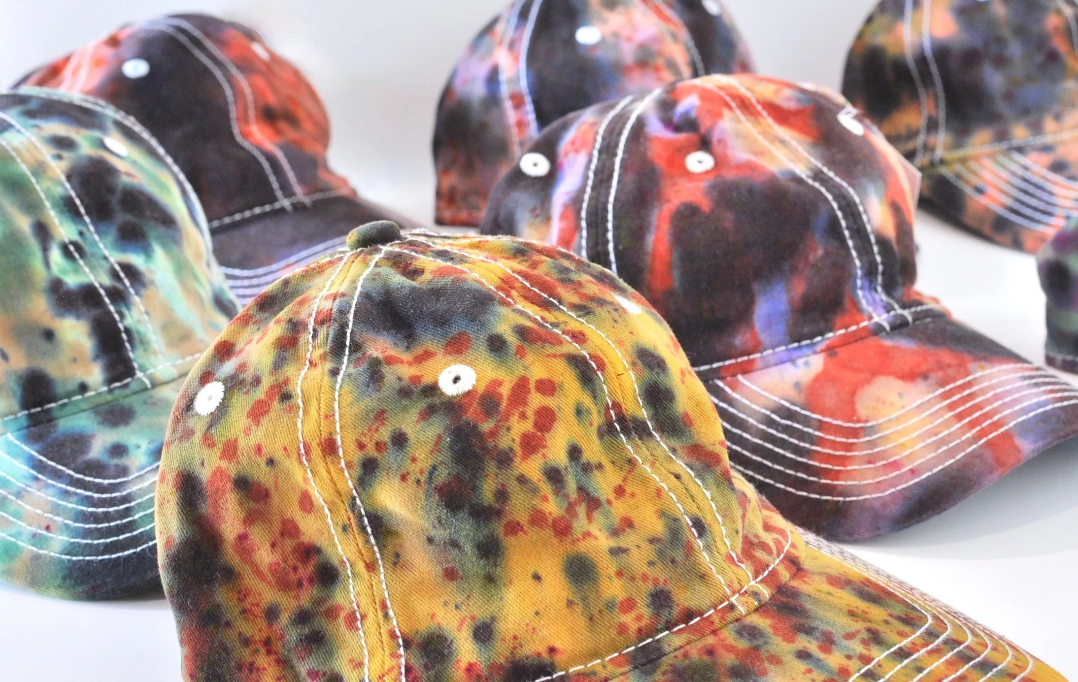 6 Panel Tie Dye Hats - Dark Water Tie Dye