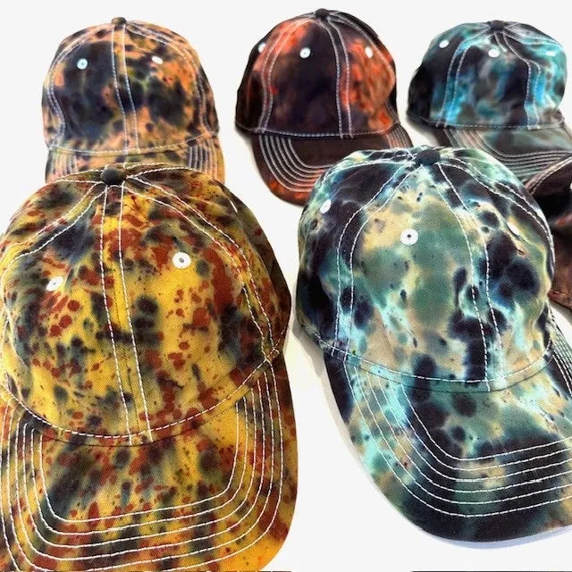 6 Panel Tie Dye Hats - Dark Water Tie Dye