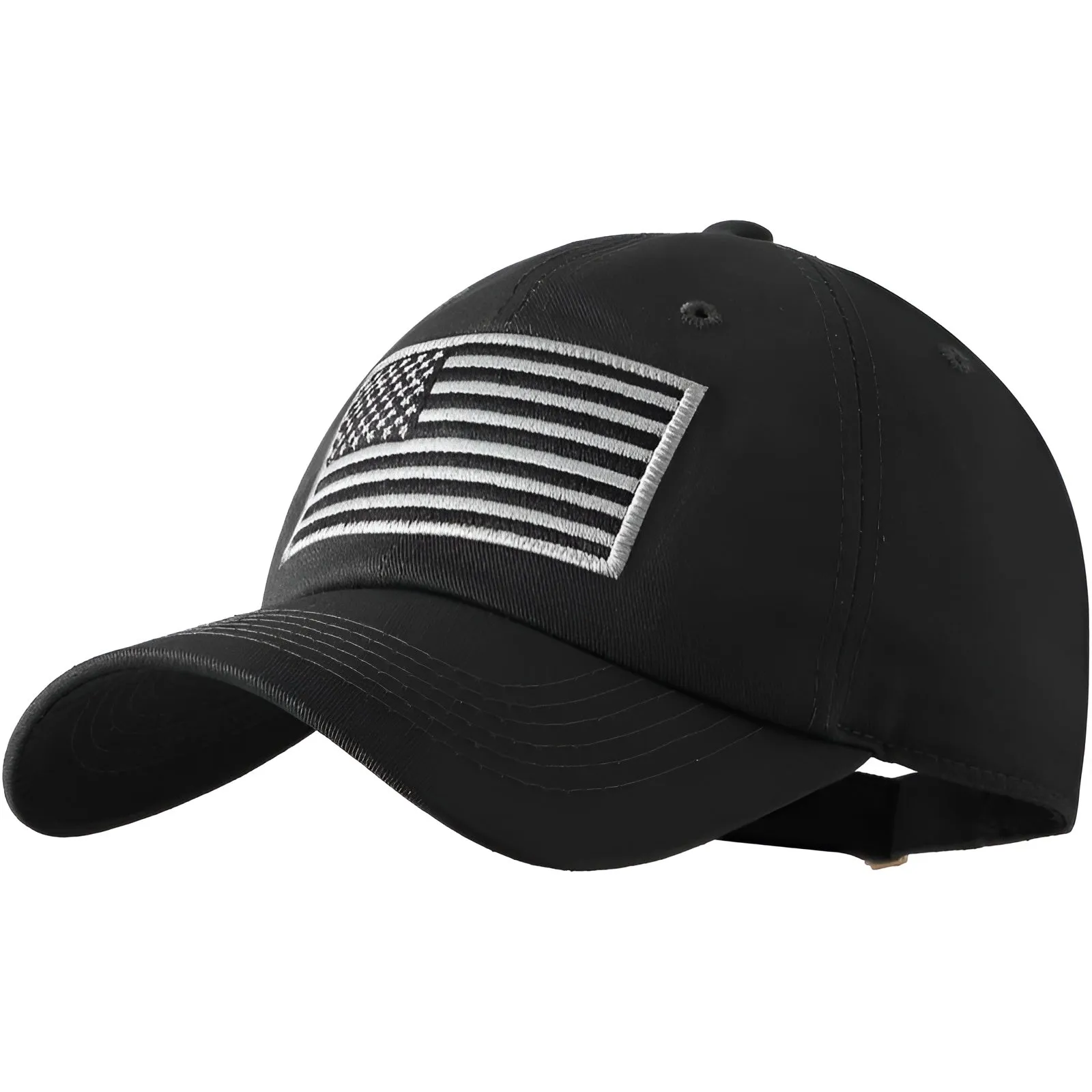 Adjustable Baseball Cap With Embroidered Flag Design