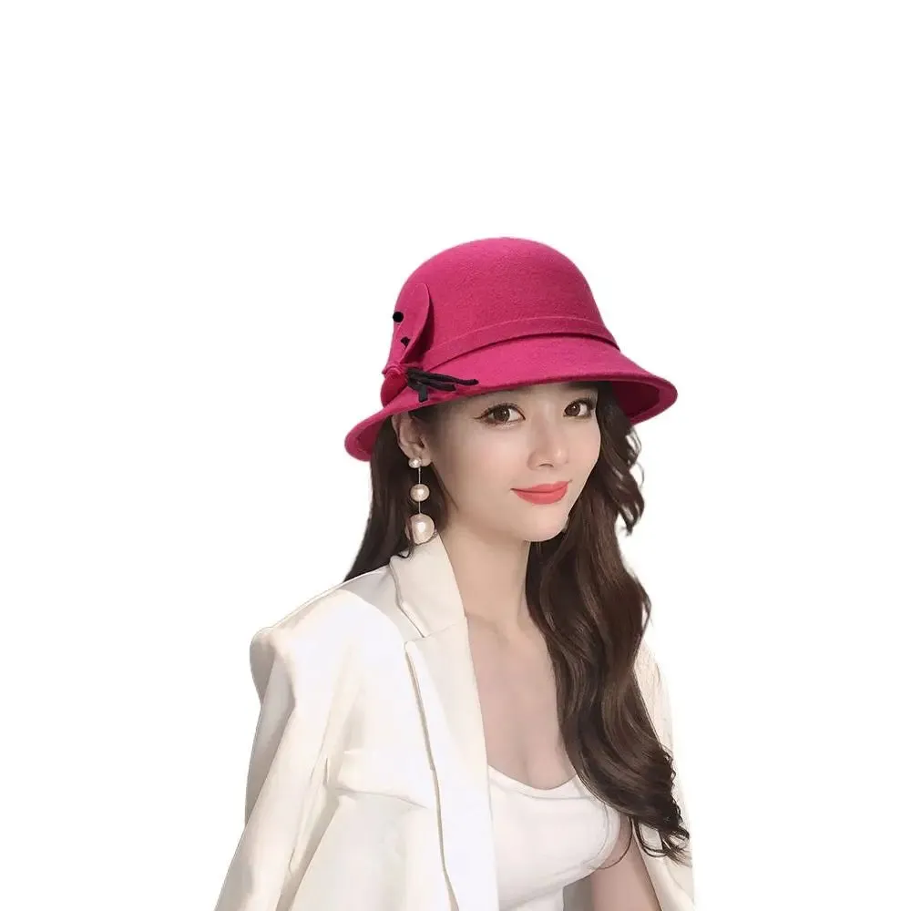 Basin Cap Elegant Women Vintage Ladies Girl Hat Fashion Retro Church Bowler Cloche Hats Vintage Warmer Felt Bucket Cap Lady Girl