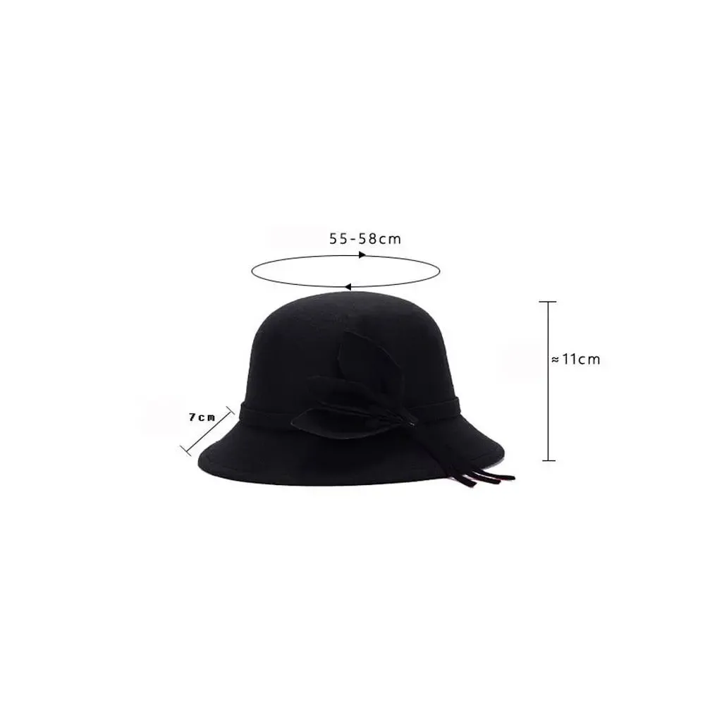 Basin Cap Elegant Women Vintage Ladies Girl Hat Fashion Retro Church Bowler Cloche Hats Vintage Warmer Felt Bucket Cap Lady Girl