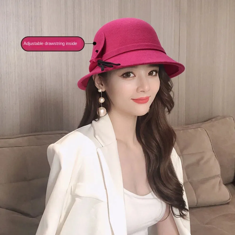 Basin Cap Elegant Women Vintage Ladies Girl Hat Fashion Retro Church Bowler Cloche Hats Vintage Warmer Felt Bucket Cap Lady Girl