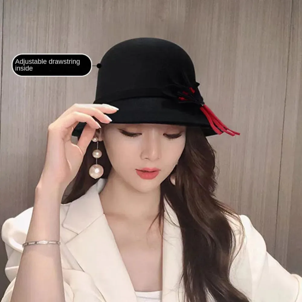 Basin Cap Elegant Women Vintage Ladies Girl Hat Fashion Retro Church Bowler Cloche Hats Vintage Warmer Felt Bucket Cap Lady Girl