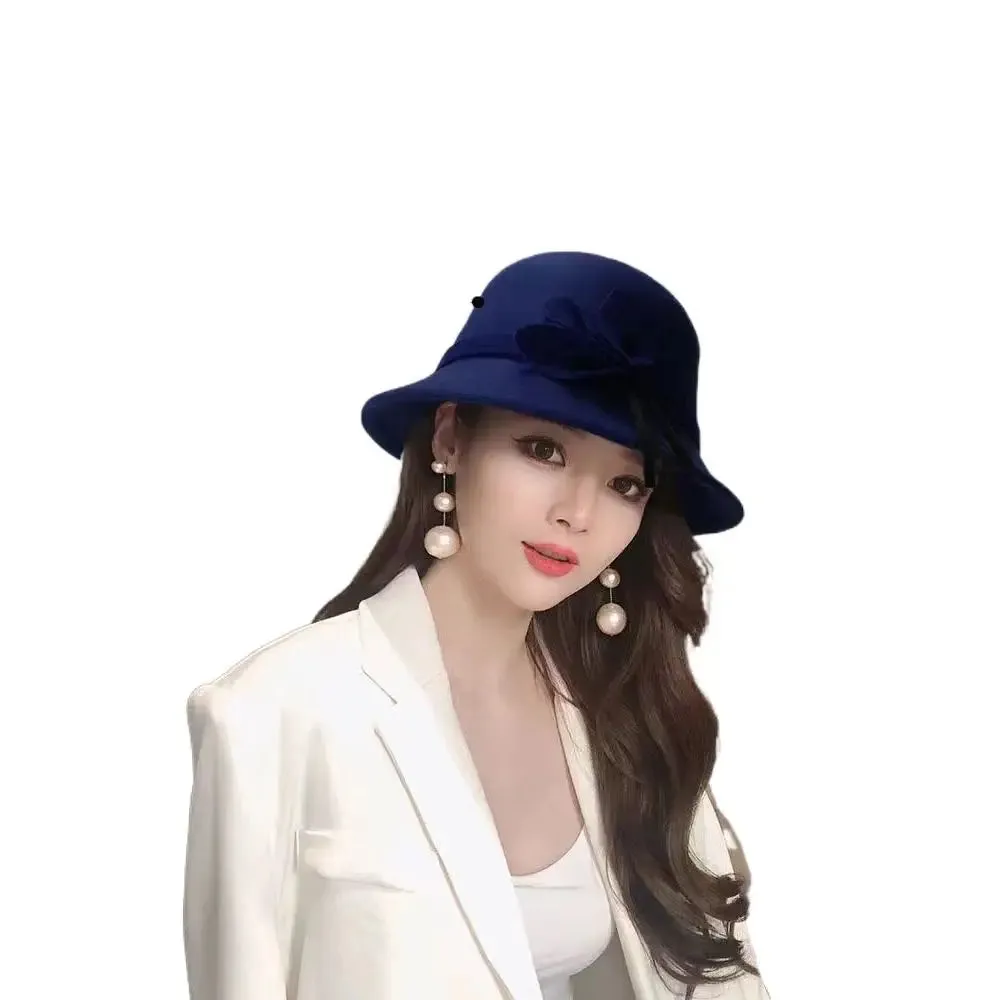 Basin Cap Elegant Women Vintage Ladies Girl Hat Fashion Retro Church Bowler Cloche Hats Vintage Warmer Felt Bucket Cap Lady Girl