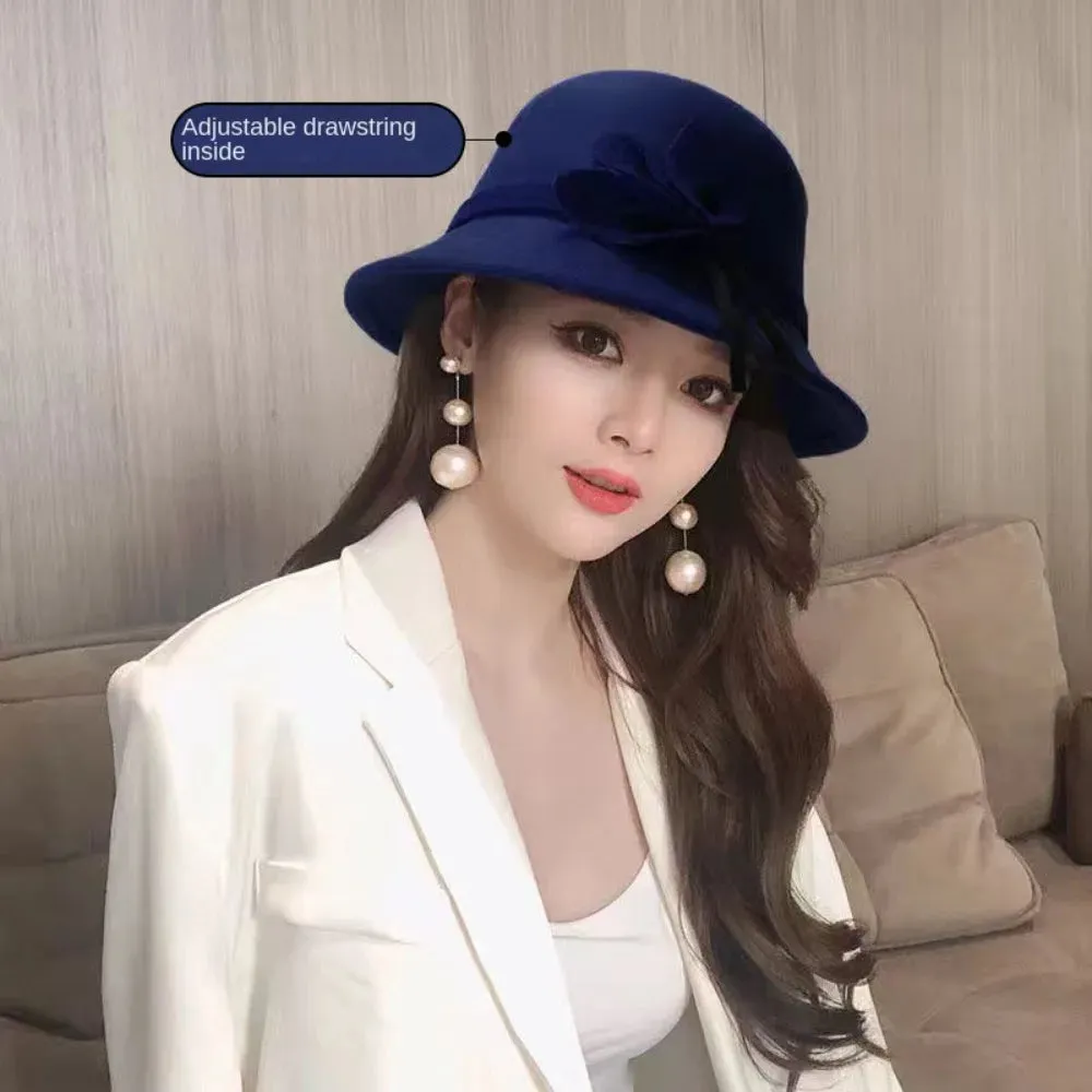 Basin Cap Elegant Women Vintage Ladies Girl Hat Fashion Retro Church Bowler Cloche Hats Vintage Warmer Felt Bucket Cap Lady Girl