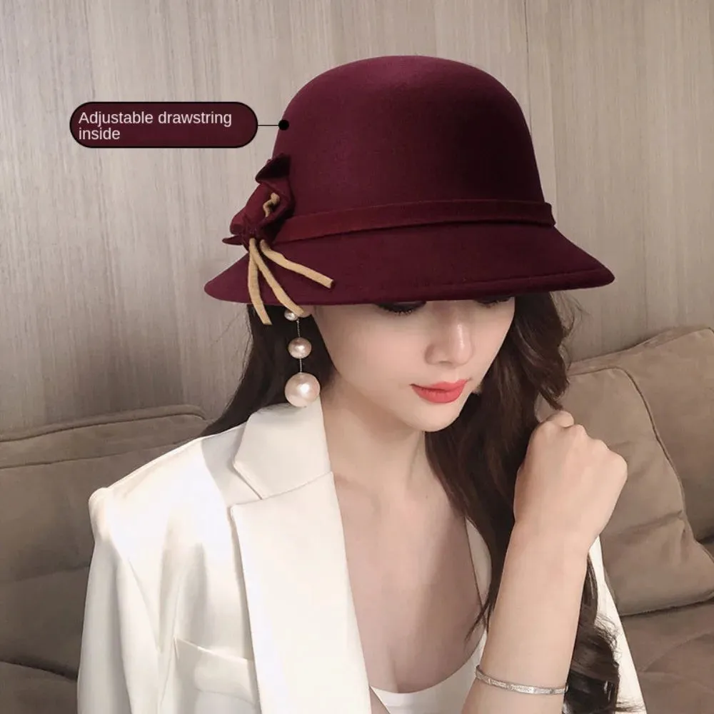 Basin Cap Elegant Women Vintage Ladies Girl Hat Fashion Retro Church Bowler Cloche Hats Vintage Warmer Felt Bucket Cap Lady Girl