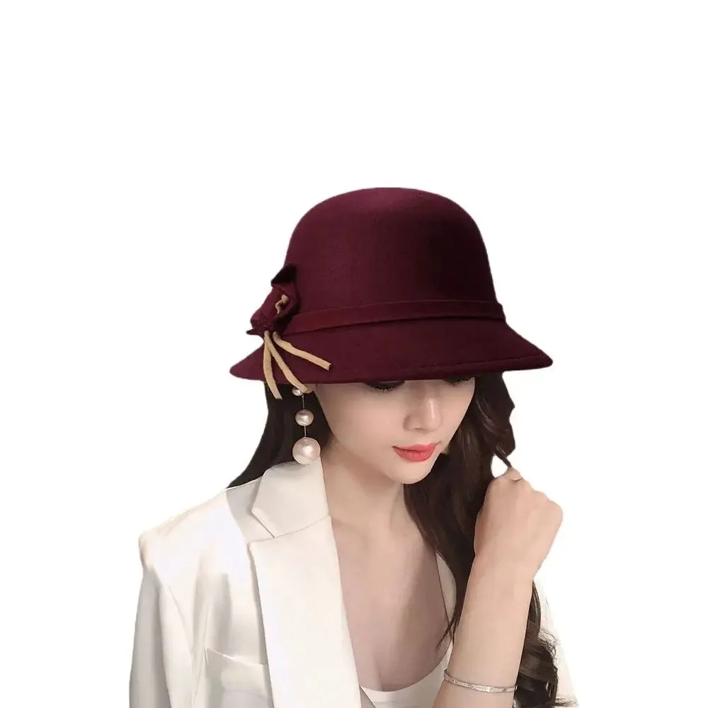 Basin Cap Elegant Women Vintage Ladies Girl Hat Fashion Retro Church Bowler Cloche Hats Vintage Warmer Felt Bucket Cap Lady Girl
