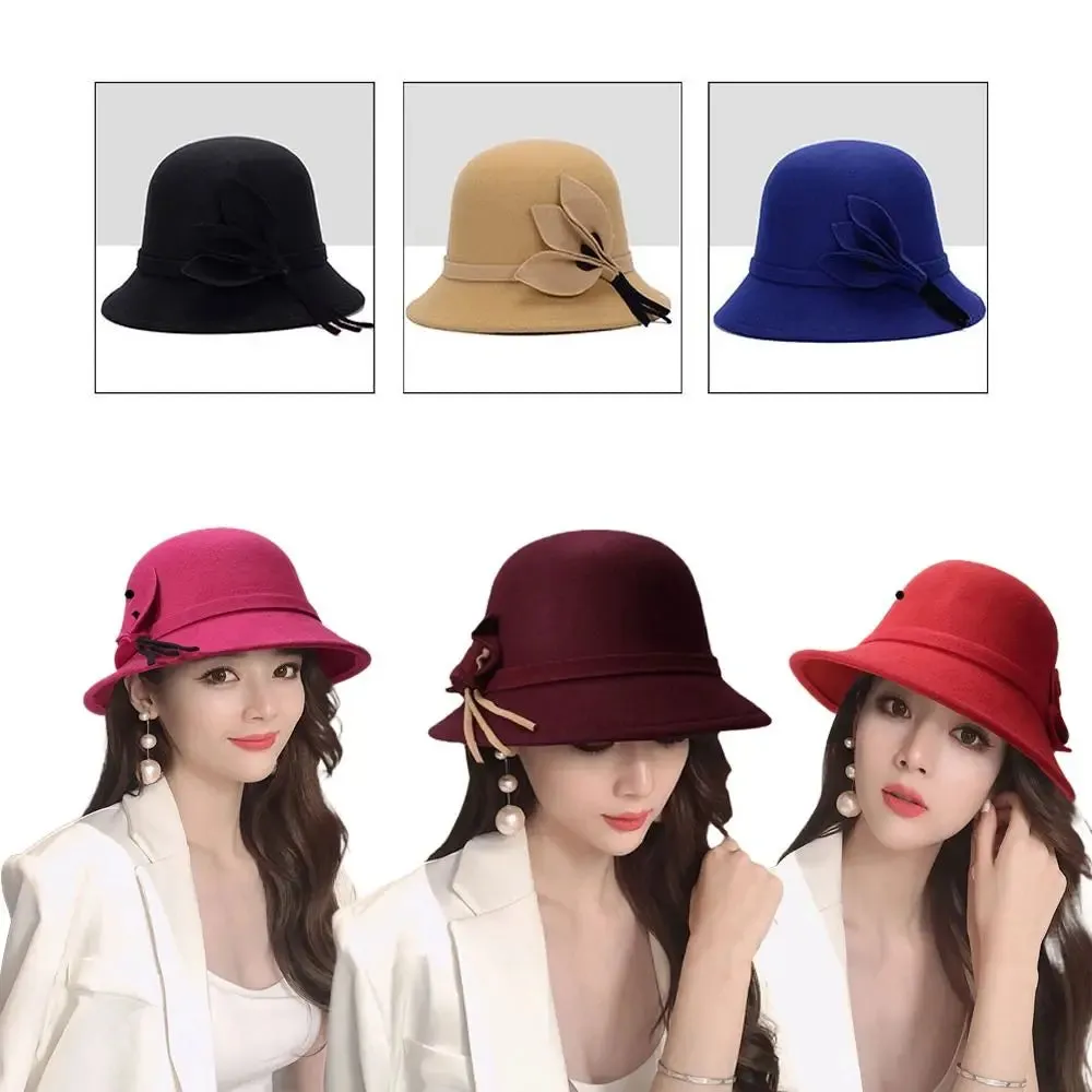 Basin Cap Elegant Women Vintage Ladies Girl Hat Fashion Retro Church Bowler Cloche Hats Vintage Warmer Felt Bucket Cap Lady Girl