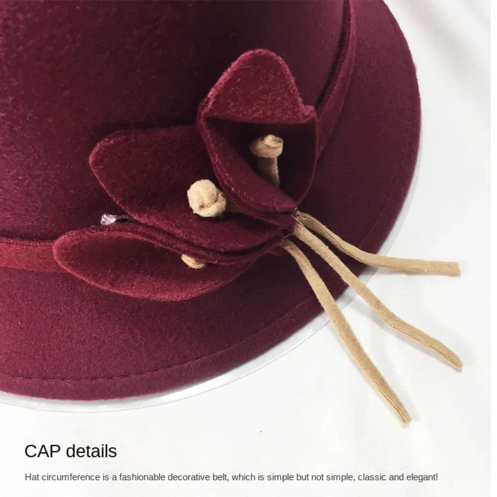 Basin Cap Elegant Women Vintage Ladies Girl Hat Fashion Retro Church Bowler Cloche Hats Vintage Warmer Felt Bucket Cap Lady Girl