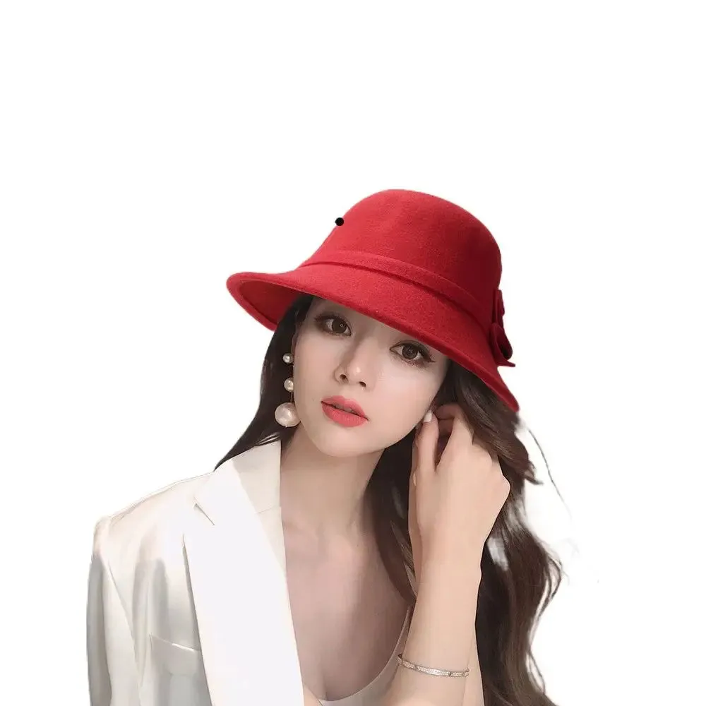 Basin Cap Elegant Women Vintage Ladies Girl Hat Fashion Retro Church Bowler Cloche Hats Vintage Warmer Felt Bucket Cap Lady Girl