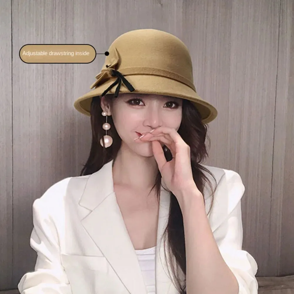 Basin Cap Elegant Women Vintage Ladies Girl Hat Fashion Retro Church Bowler Cloche Hats Vintage Warmer Felt Bucket Cap Lady Girl