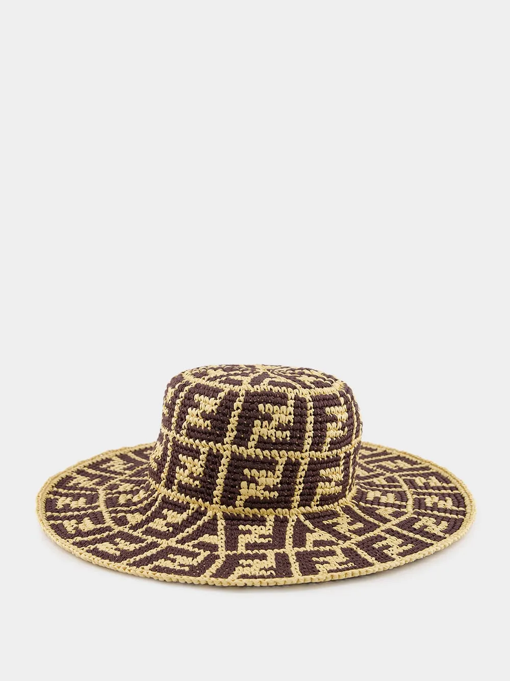 Brown Raffia and Cotton Hat