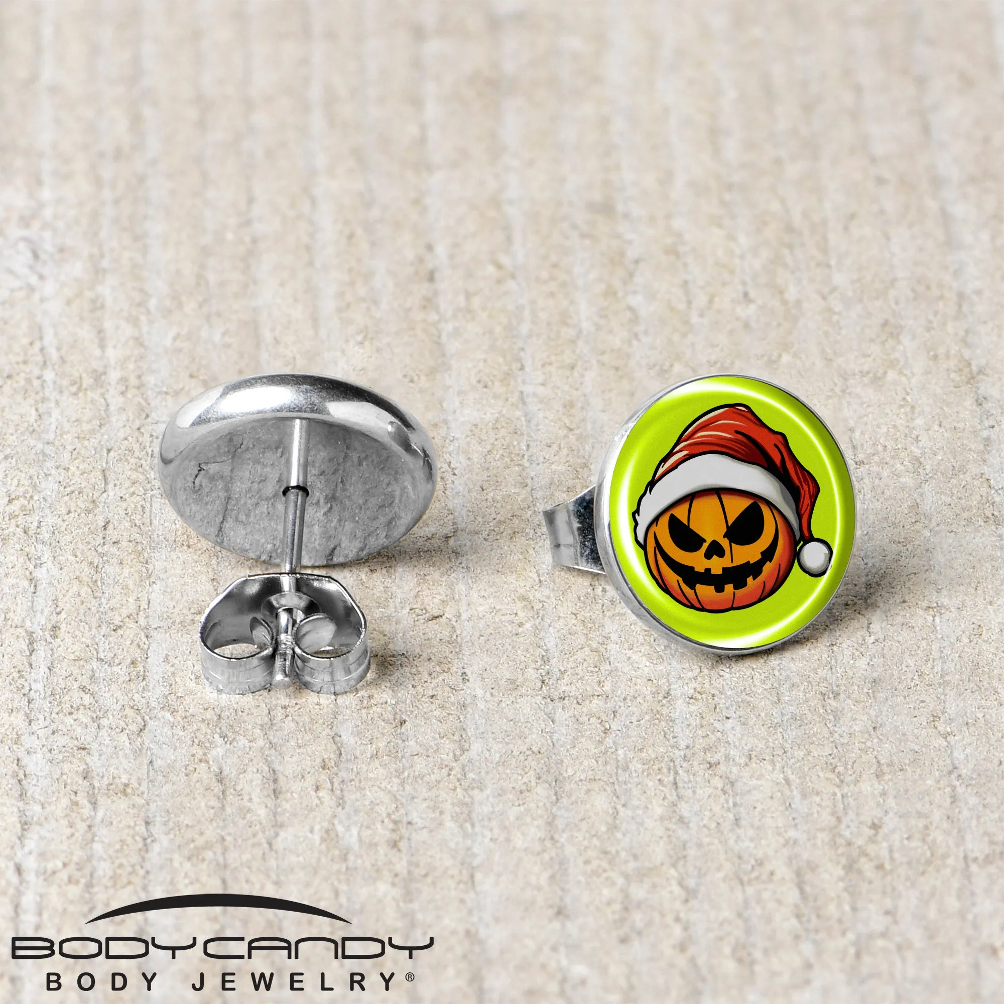 Christmas Holiday Santa Hat Pumpkin Stud Earrings