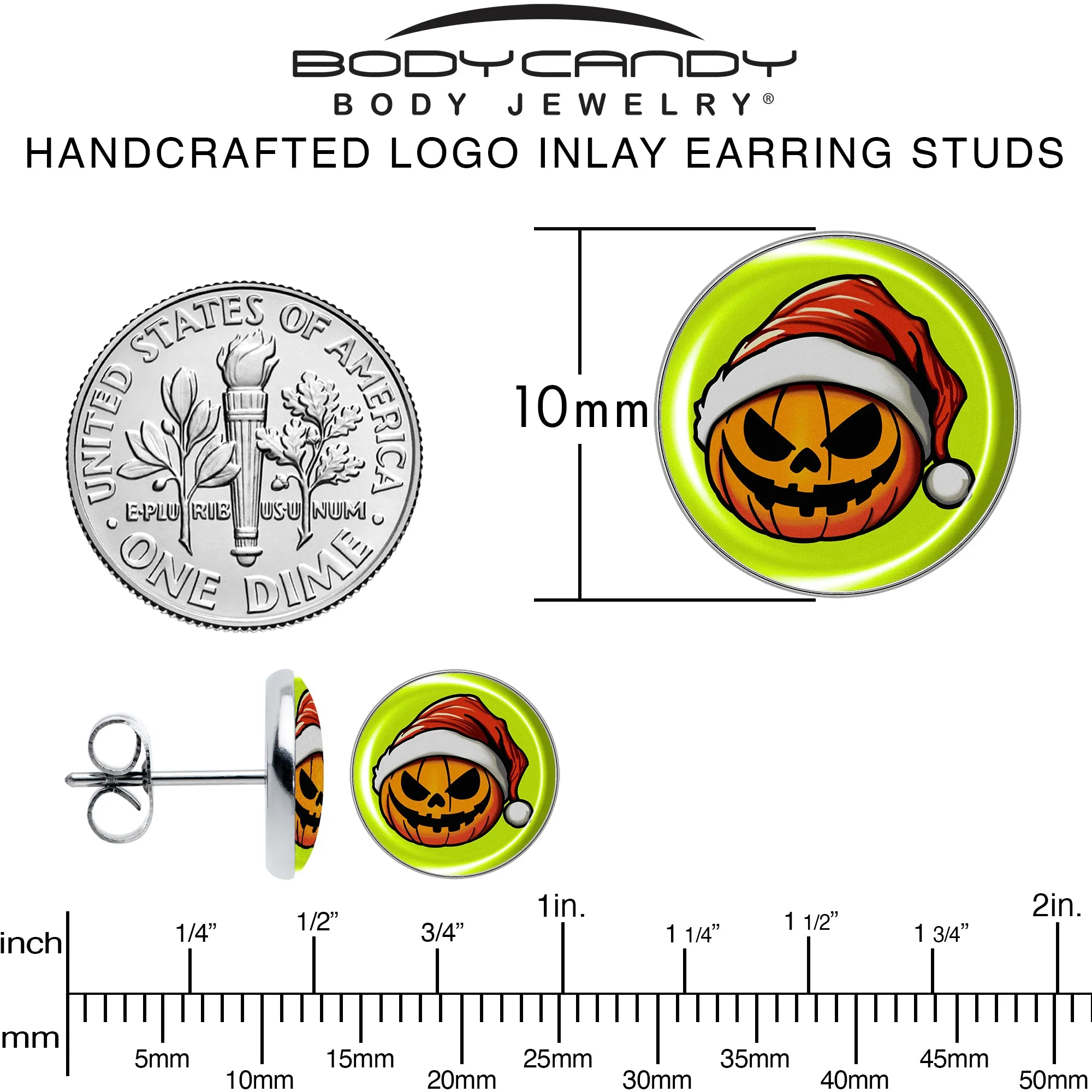 Christmas Holiday Santa Hat Pumpkin Stud Earrings