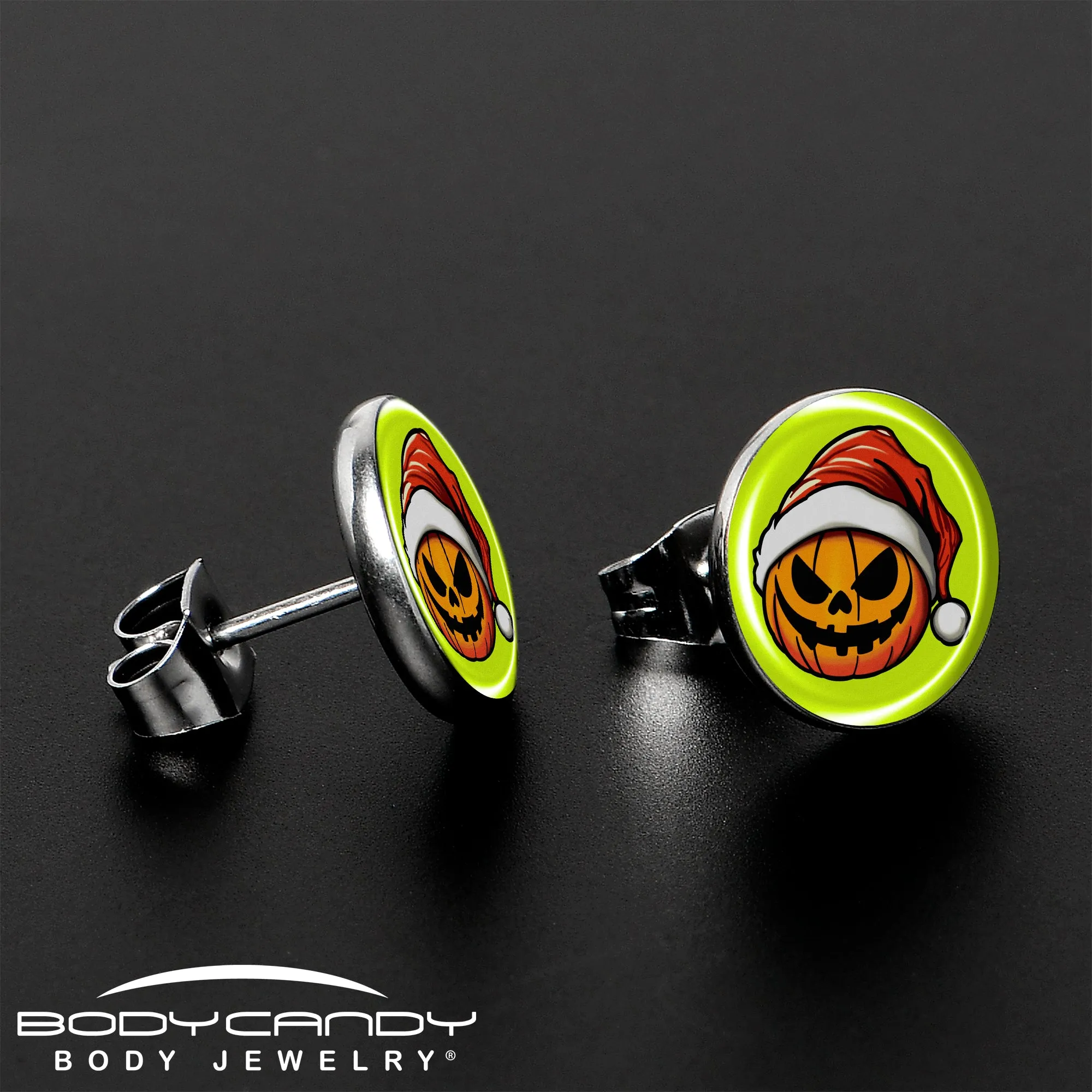 Christmas Holiday Santa Hat Pumpkin Stud Earrings