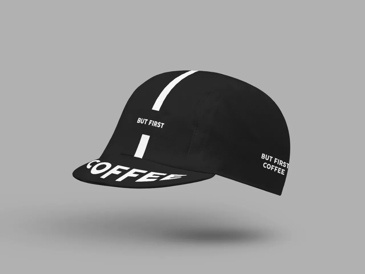 Cycling cap But First Coffee black