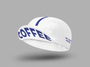 Cycling cap But First Coffee white