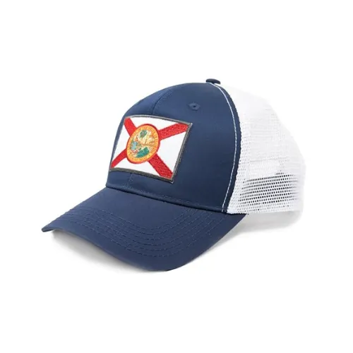 Floridal Flag Trucker Baseball Snapback Hat (Navy) - International Tie