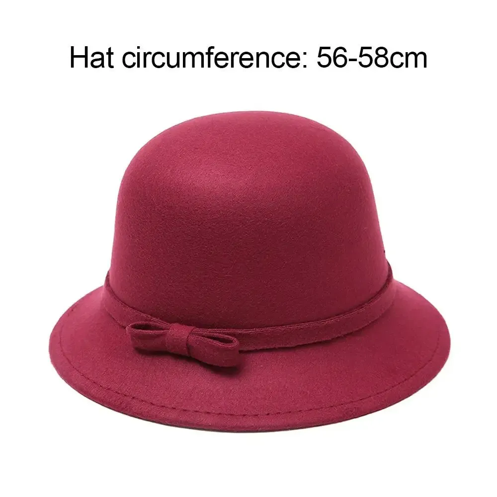 Ladies Elegant Fisherman Cap Autumn Winter Warm Hat Women Vintage Retro Hat Church Bowler Cloche Hats Wool Felt Bucket Cap