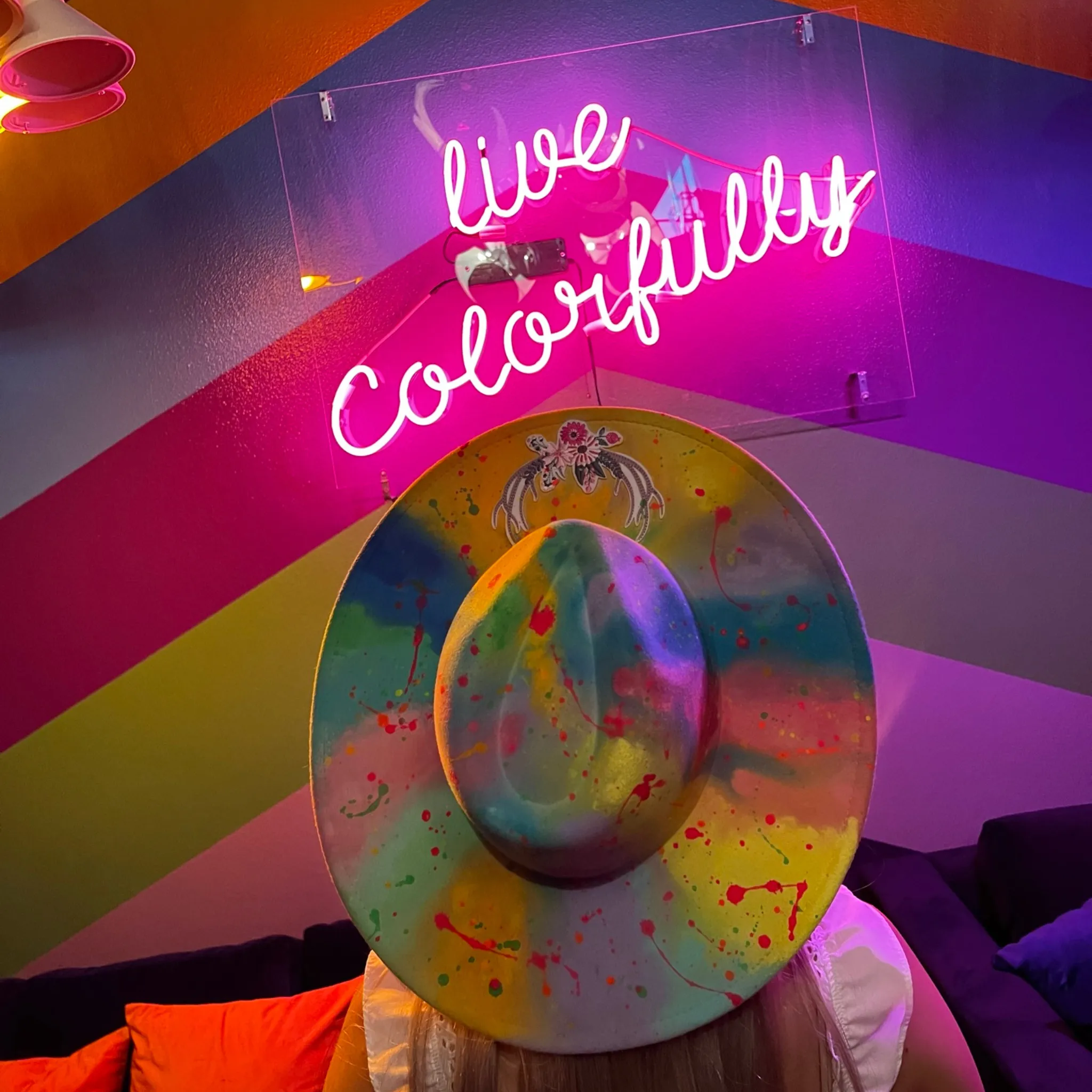 Live Colorfully - Hand-Painted Neon Hat