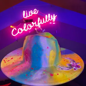 Live Colorfully - Hand-Painted Neon Hat