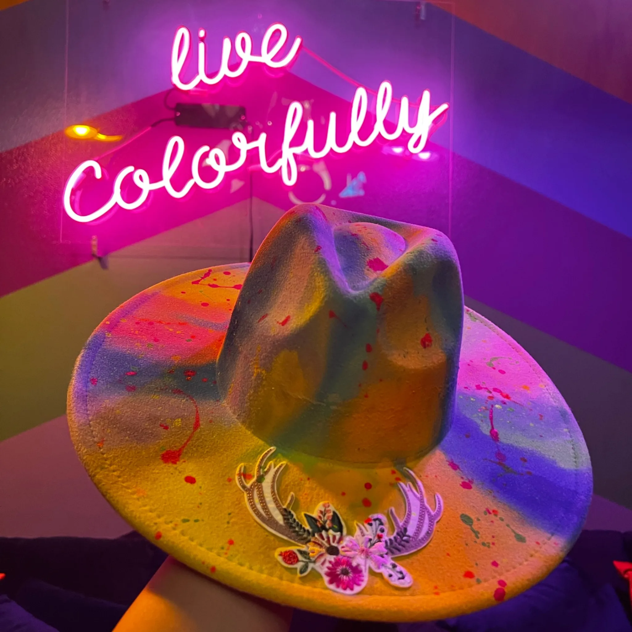 Live Colorfully - Hand-Painted Neon Hat