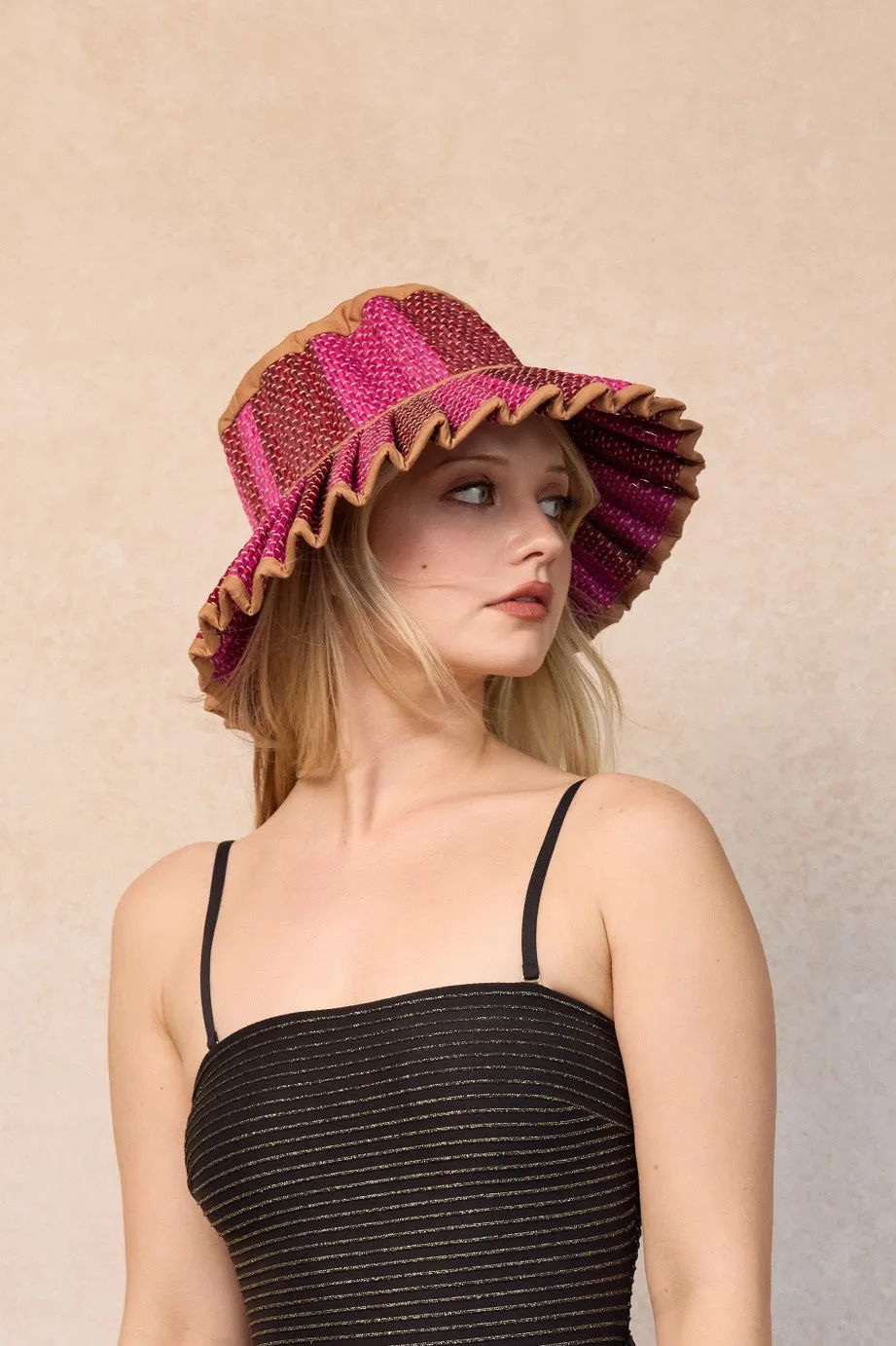 Lorna Murray x Kathy Hilton Ladies Island Maxi Capri Hat Love Heart Caramel