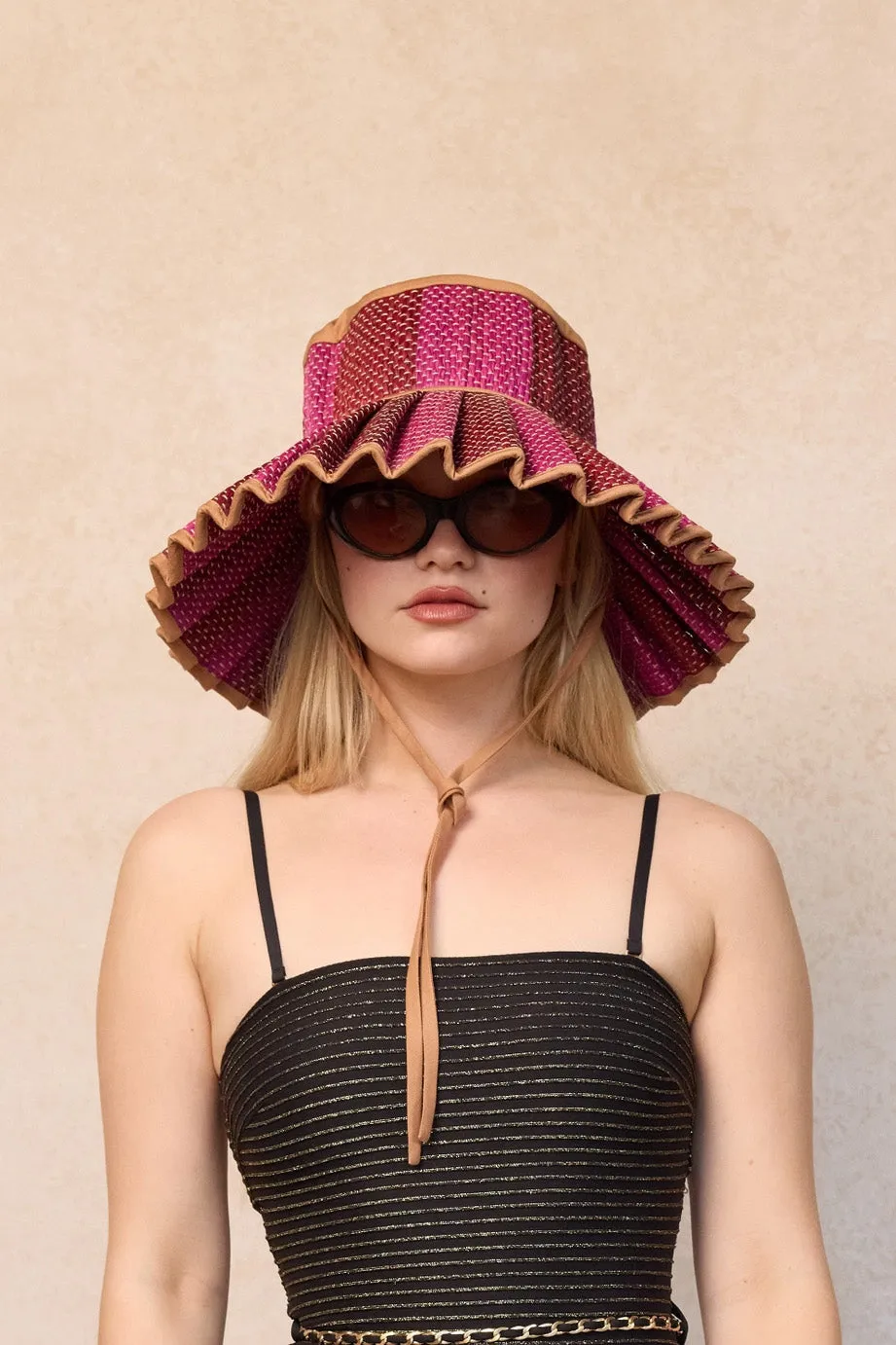 Lorna Murray x Kathy Hilton Ladies Island Maxi Capri Hat Love Heart Caramel