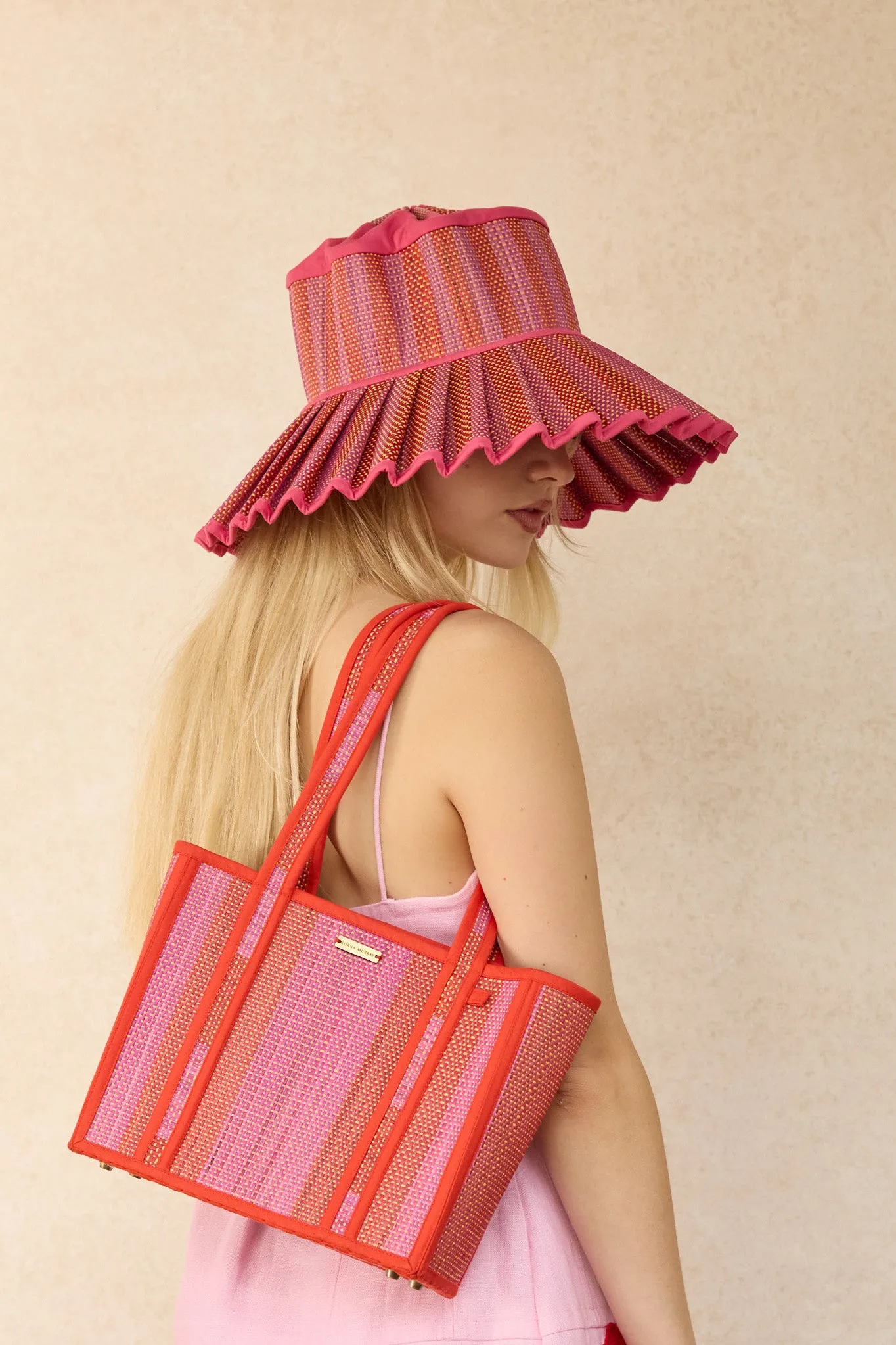 Lorna Murray x Kathy Hilton Ladies Island Maxi Capri Hat Love Heart Fuchsia