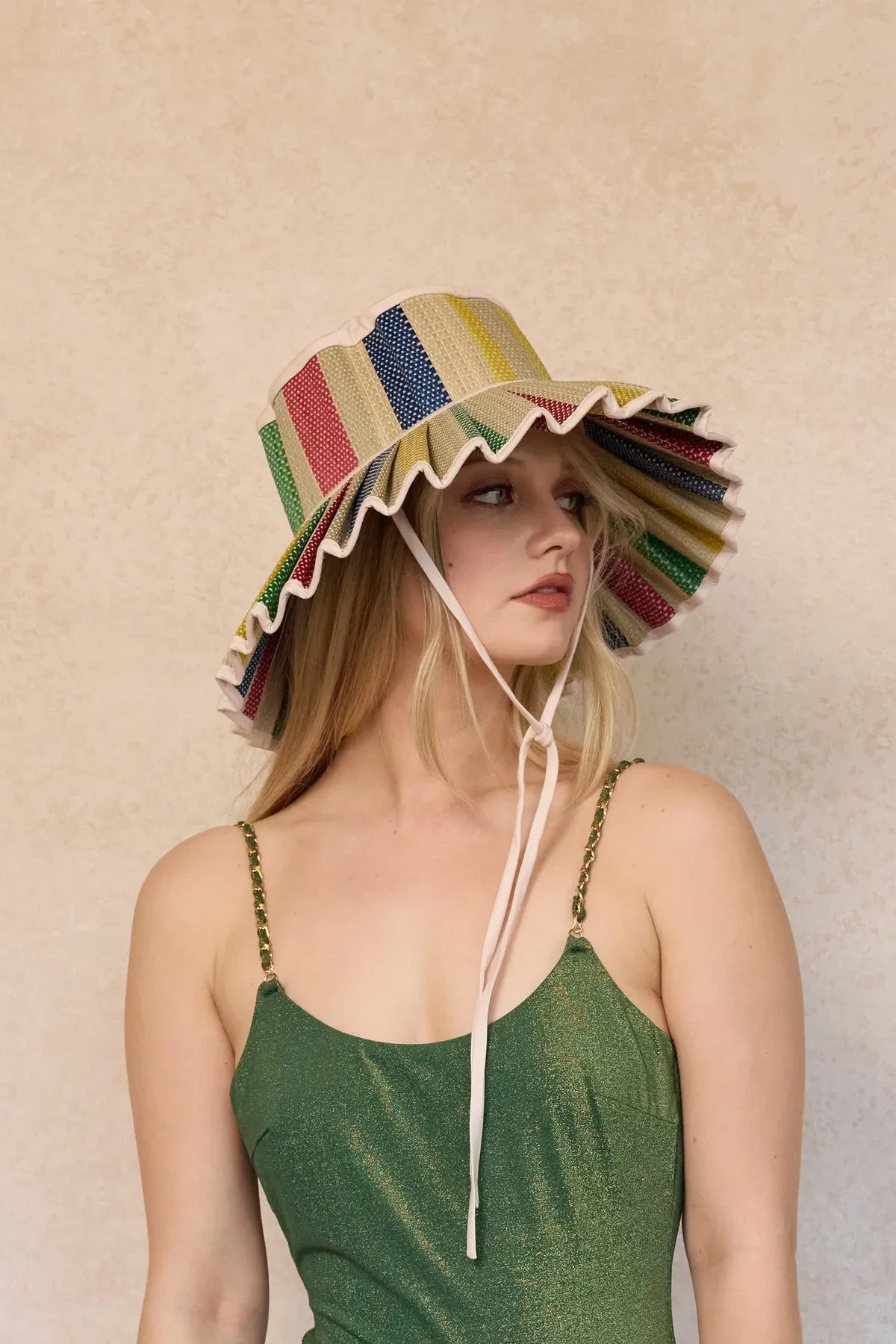 Lorna Murray x Kathy Hilton Ladies Luxe Maxi Capri Hat Sun Bathe Summer White