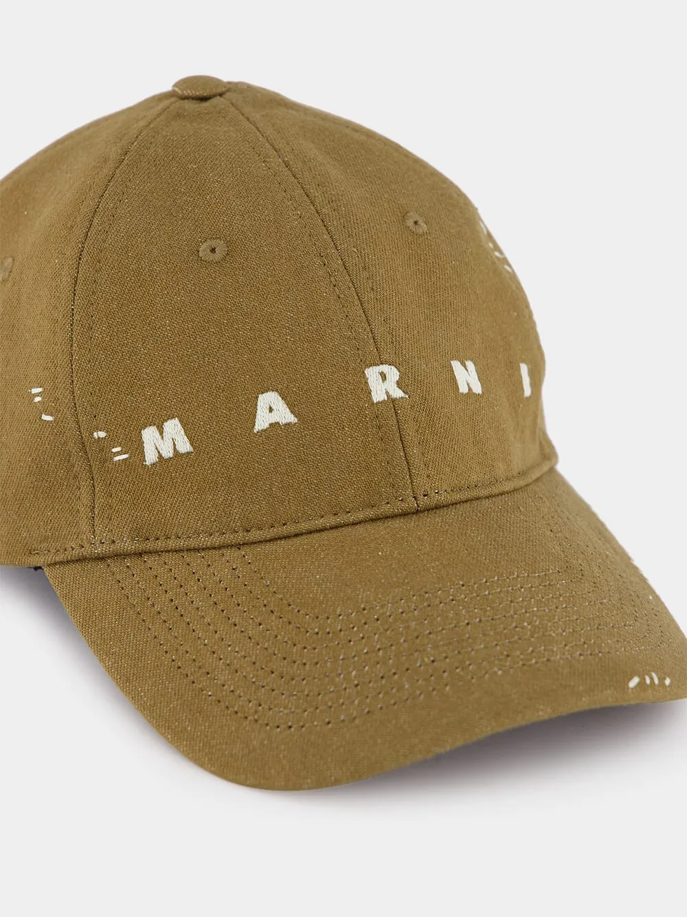 Marni Mending Brown Denim Cap