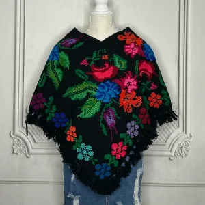 Mexican Cape Poncho Cross Stitch Floral