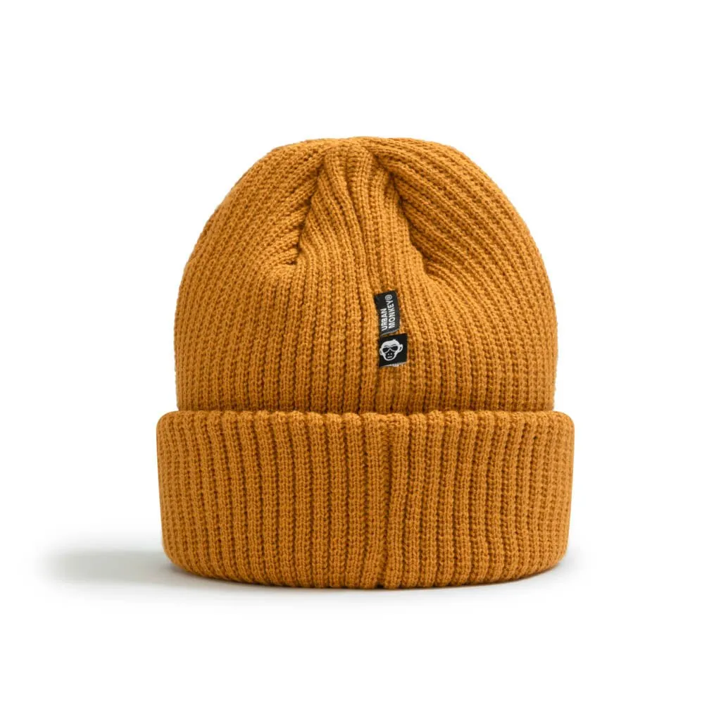 Recycled Knit Cuff Beanie // Mustard Yellow
