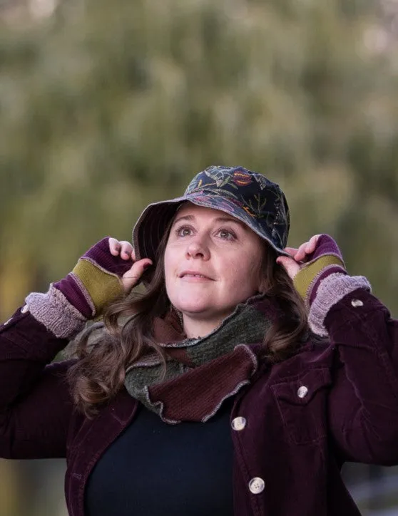 Upcycled Fall mix Plum and pea sweaters Fingerless texting glov