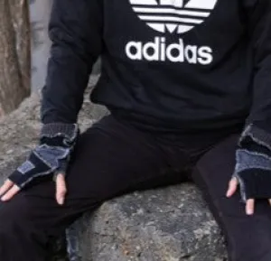 Upcycled mix Black and Grey sweaters Fingerless texting gloves
