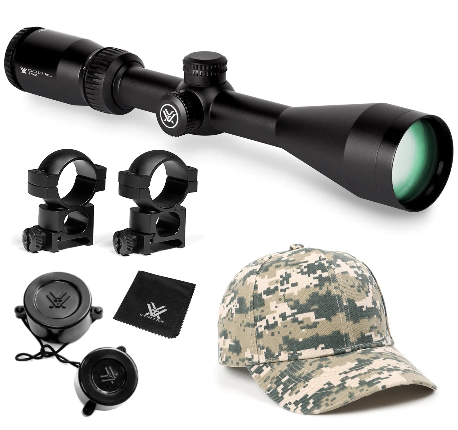 Vortex Crossfire II 3-9x50 BDC 1in Tube Black (CF2-31011) Riflescope w/ Wearable4U Bundle